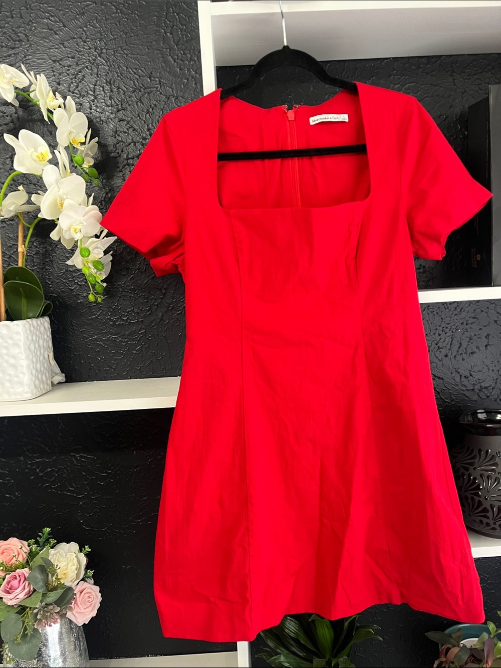 Abercrombie & Fitch Red Square-Neck Mini Dress